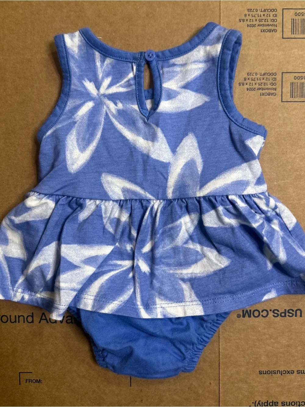Carter's Blue and White Floral Peplum Bodysuit